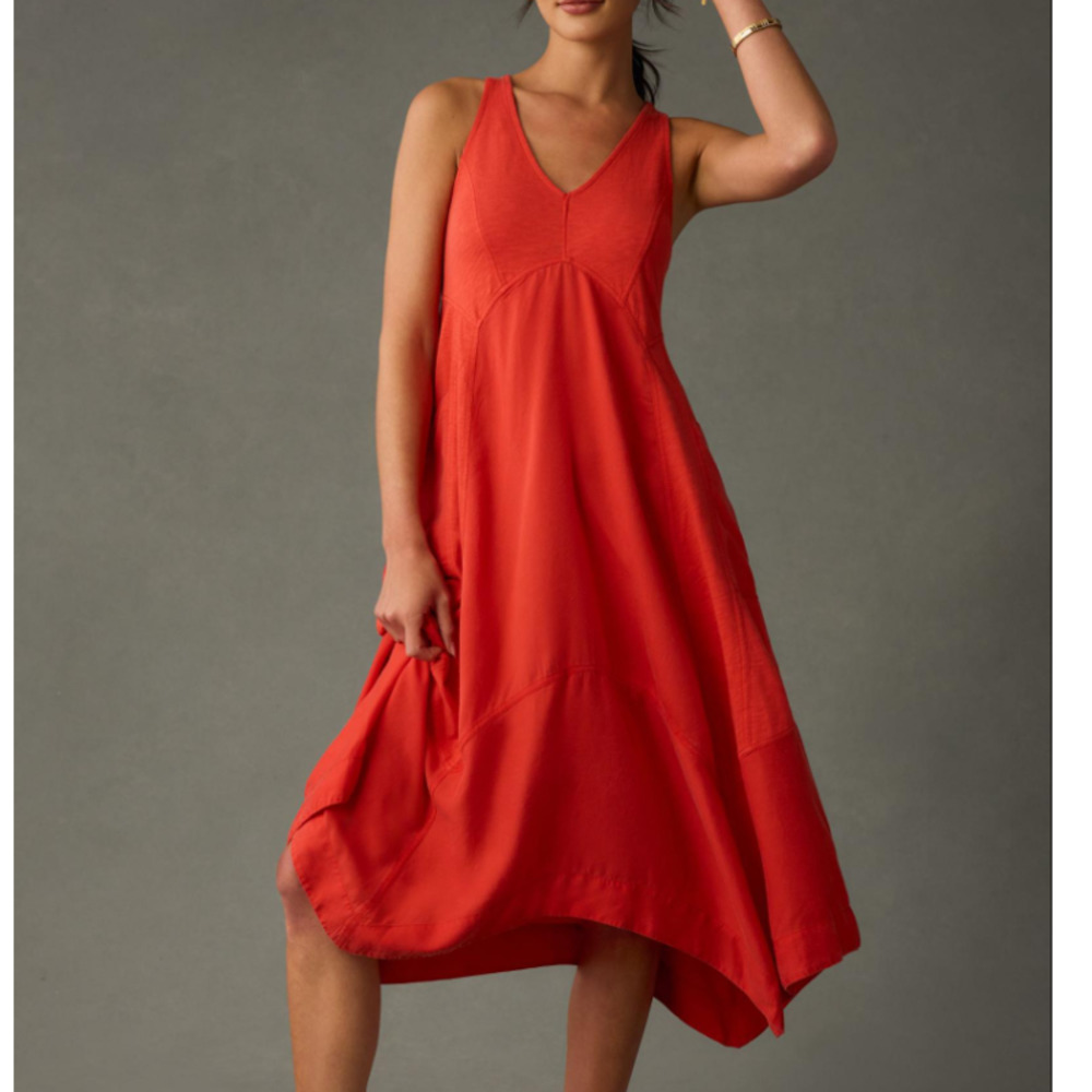 Anthropologie Daily Practice Persephone Midi Dress in Dried Hibiscus Size Small